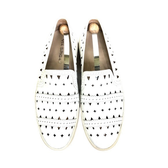 Via Spiga Shoes - VIA SPIGA white leather cut out fashion sneakers 9